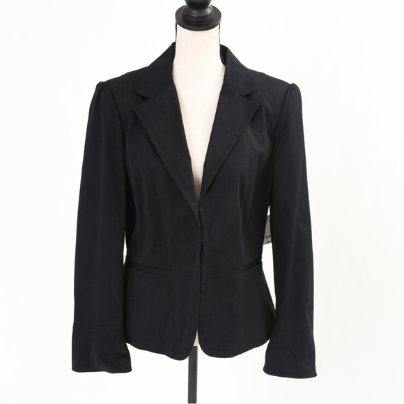 Classic timeless black tailored blazer fall fashion Worthington 14 minimalist - Picture 1 of 14